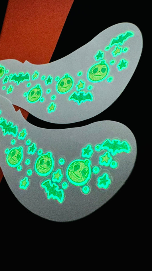 Glow in the Dark Boo Pumpkin Face Freckle Temporary Tattoos