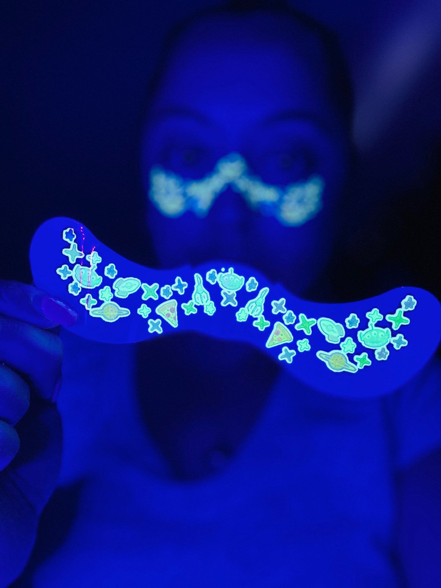 Pizza Aliens GLOW Freckle Temporary Tattoos