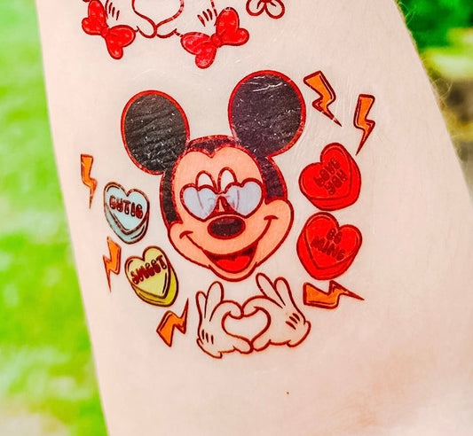 Mickey Love Valentine Temporary Tattoo