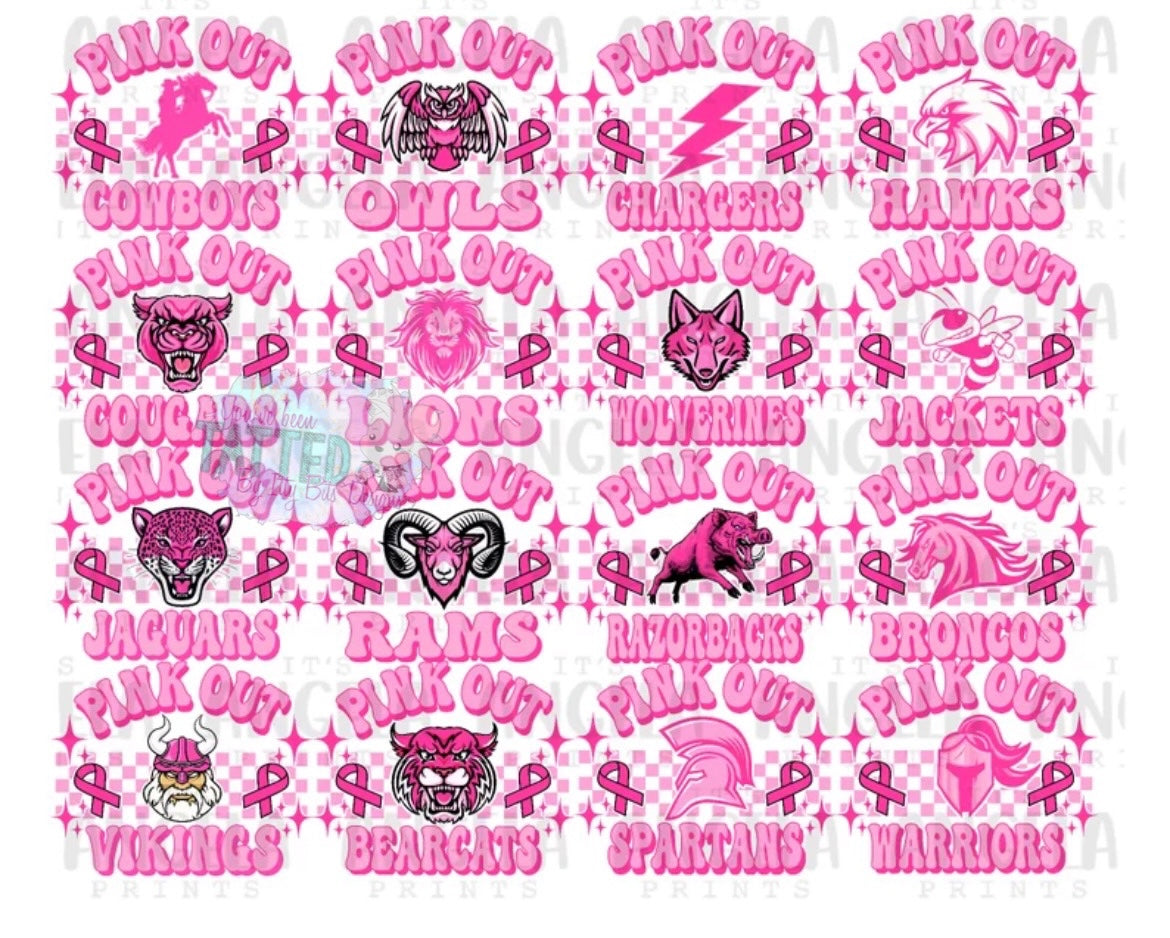 Mascot Pink Out Tattoos - Sheet of 35