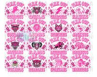 Mascot Pink Out Tattoos - Sheet of 35