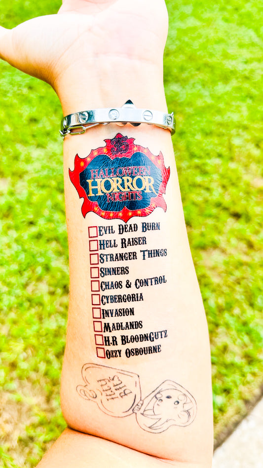 HHN ORLANDO Houses Checklist Tattoo