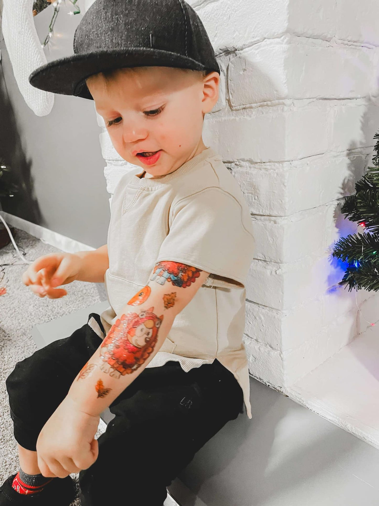 Blue Pup Thanksgiving Temporary Tattoo Set