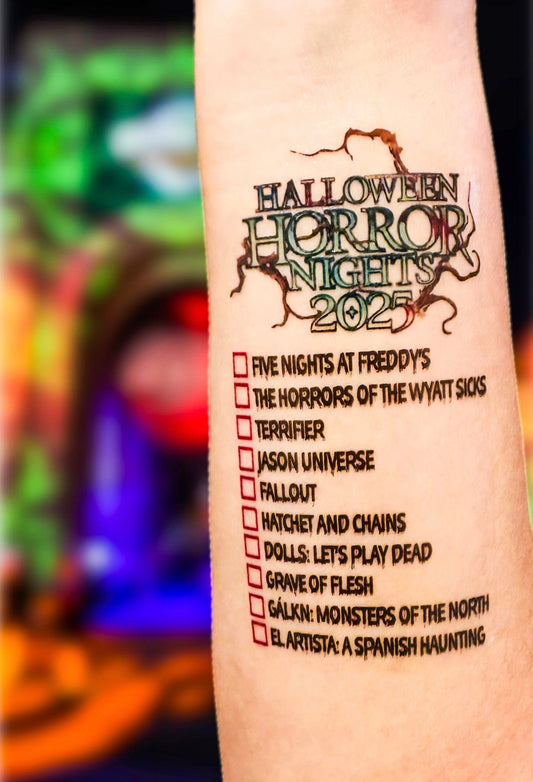 Halloween Horror Checklist Temporary Tattoo