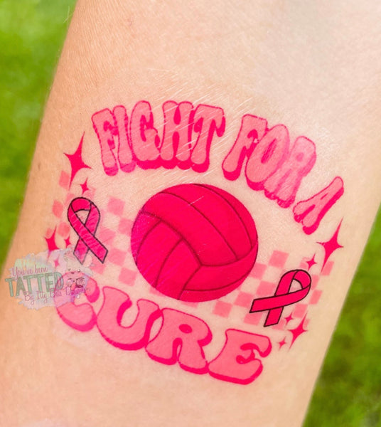 Volleyball Fight For A Cure Tattoos - Sheet of 35