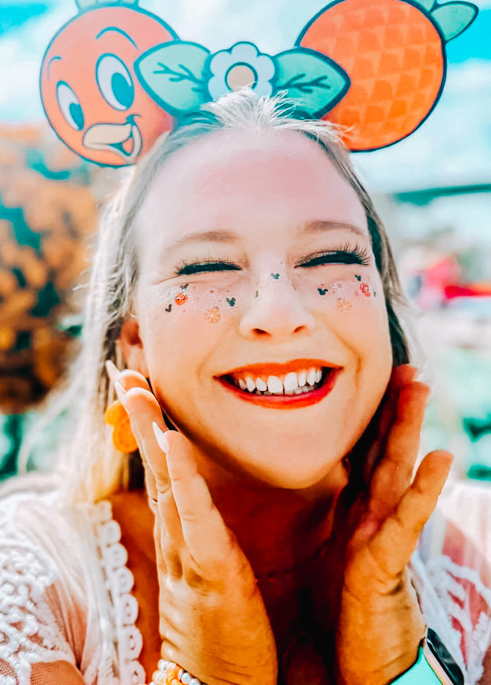 Orange Birdie Face Freckle Temporary Tattoos