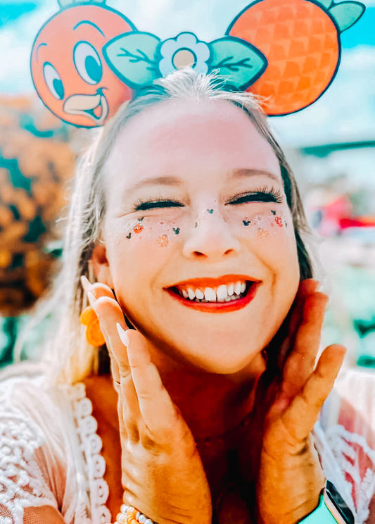 Orange Birdie Face Freckle Temporary Tattoos