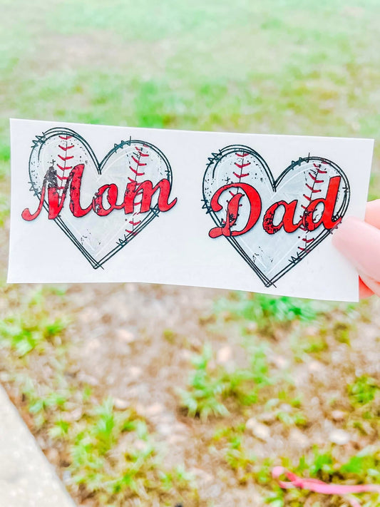 Baseball Mom/Dad Heart - Sheet of 35