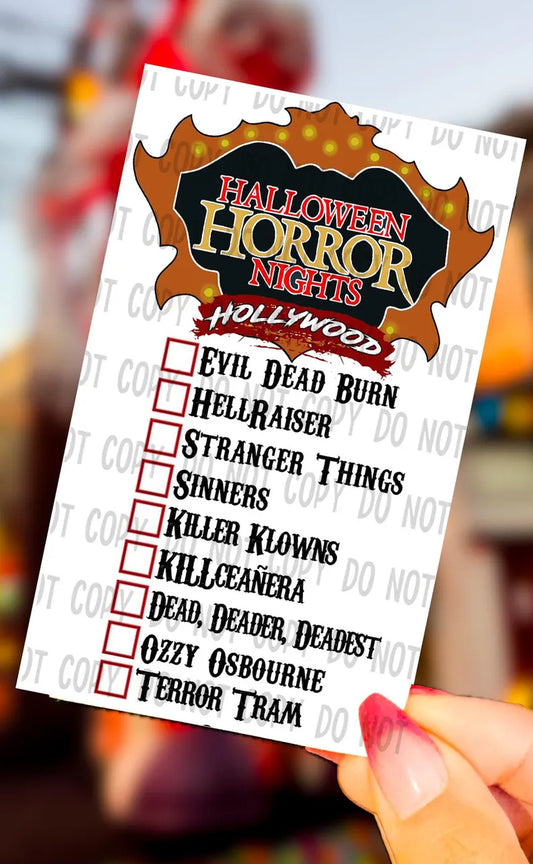 HHN HOLLYWOOD Houses Checklist Tattoo