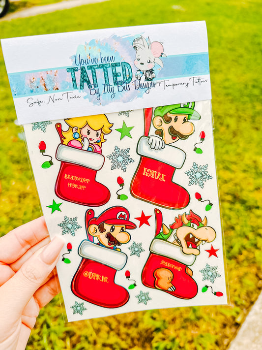 Mario & Friends Christmas Tattoo Pack