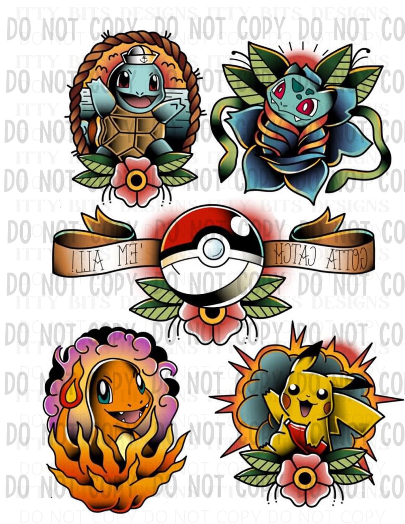 Themed 5 Piece Tattoo Set