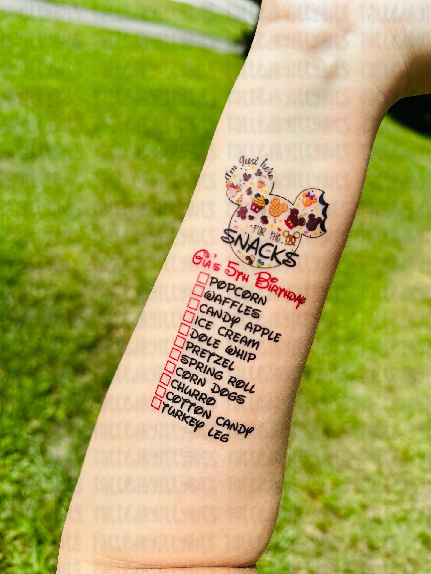 Customizable Drinking/Snacking Around the World Temporary Tattoo