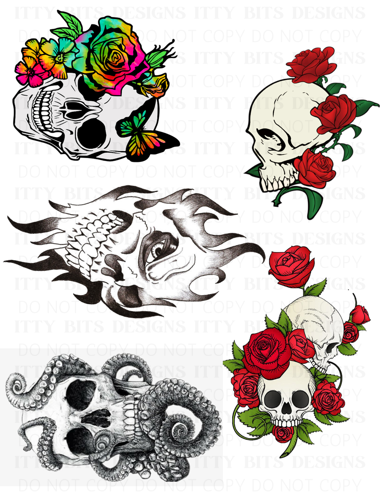 Themed 5 Piece Tattoo Set