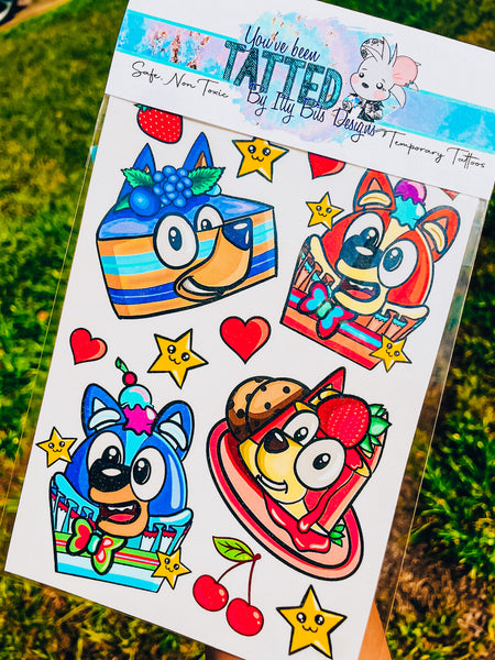 Blue Pup Treats Temporary Tattoo Set