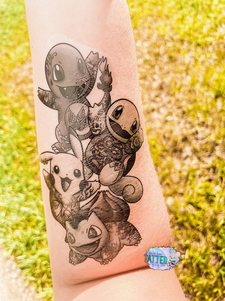 Black Ink Poke Half Sleeve tattoo