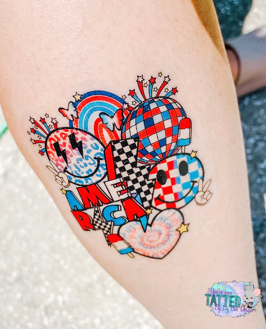 Patriotic Smileys Half Sleeve tattoo