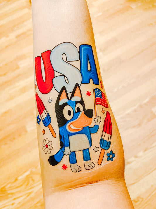 USA Blue Pup Half Sleeve tattoo