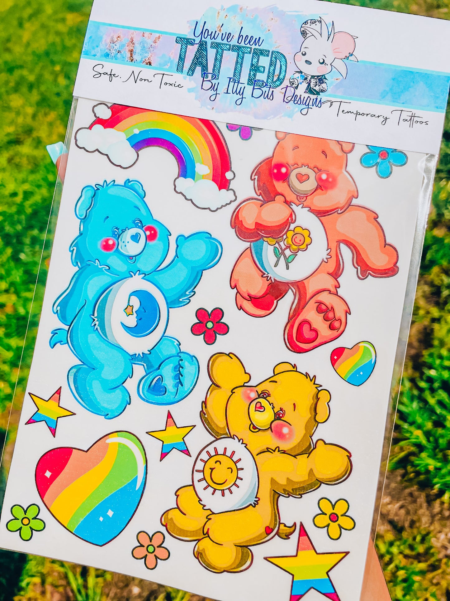 Rainbow Bears Temporary Tattoo Set
