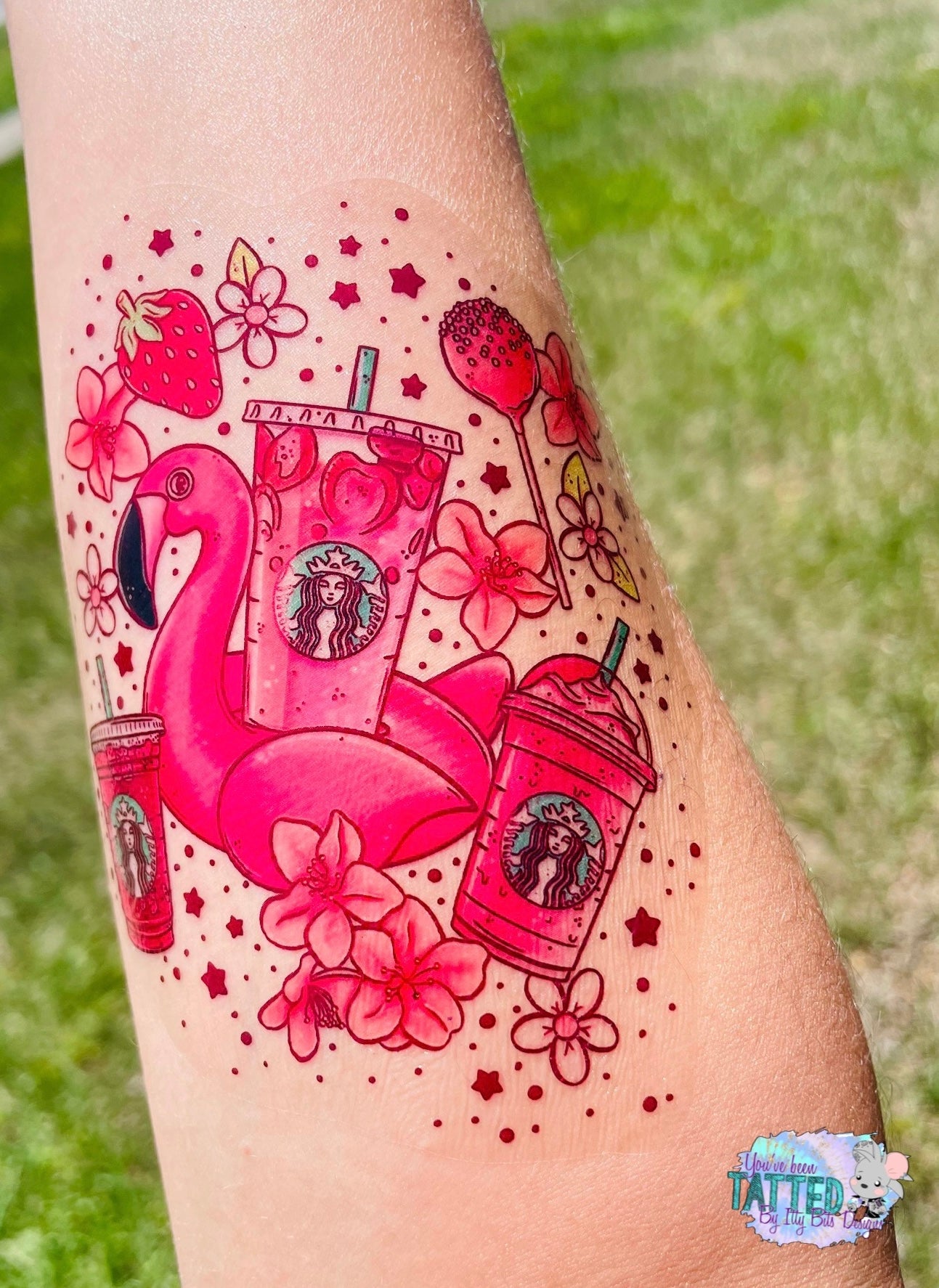 Flamingo Frappe Half Sleeve tattoo