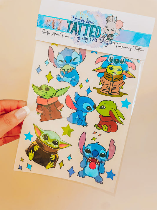 Alien Friends Temporary Tattoo Set