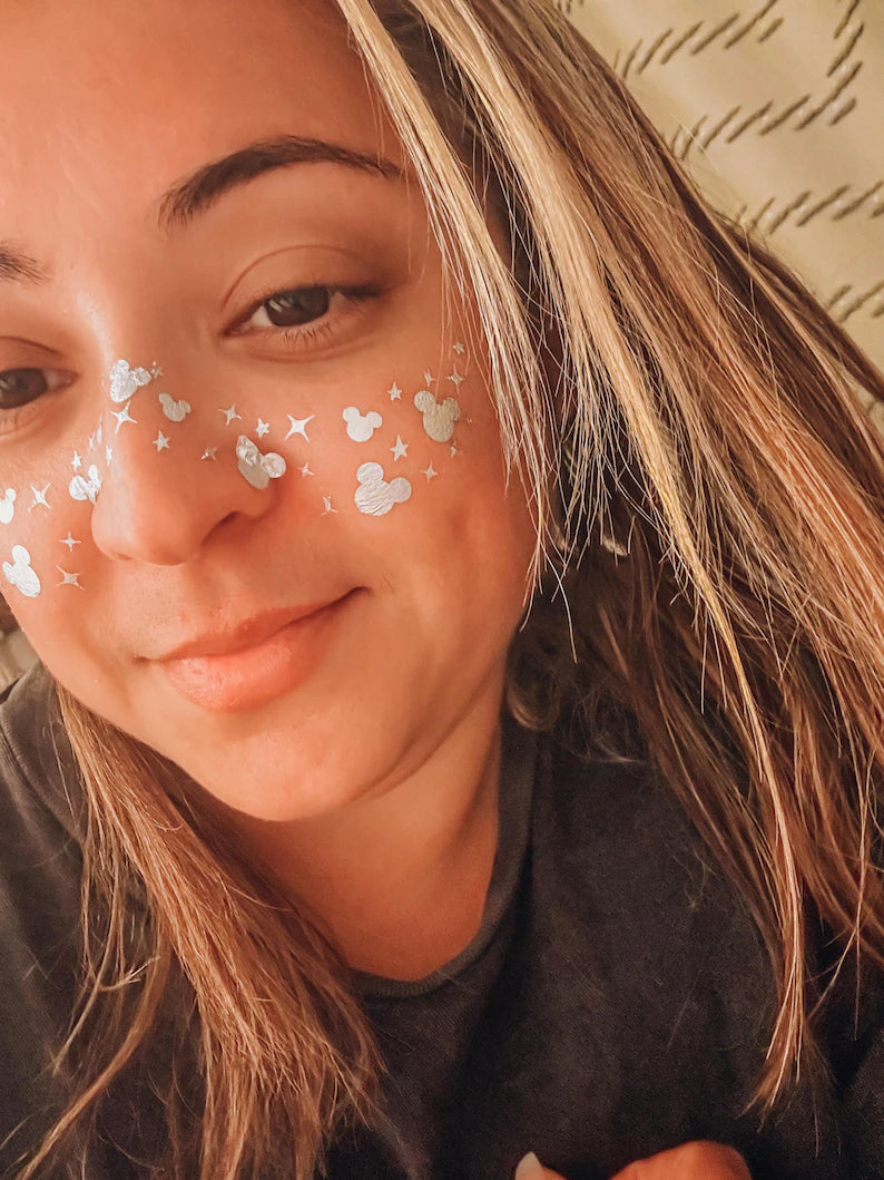SILVER Metallic Mouse Face Freckle Temporary Tattoos - Itty Bits Designs