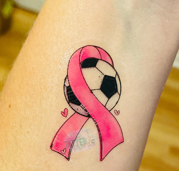 Pink Out Soccer Ribbon Tattoos - Sheet of 35