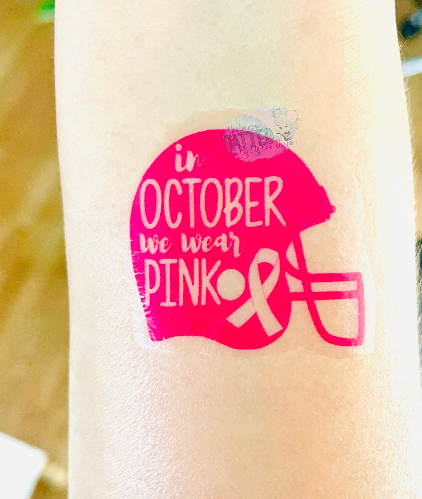 Wear Pink Football Tattoos - Sheet of 25