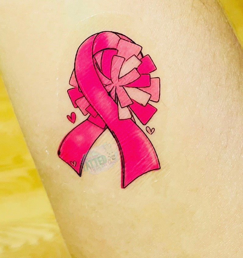 Pink Ribbon Tattoo Ink Set Pink Out Cheer Ribbon Tattoos - Sheet of 35 – Itty Bits Designs