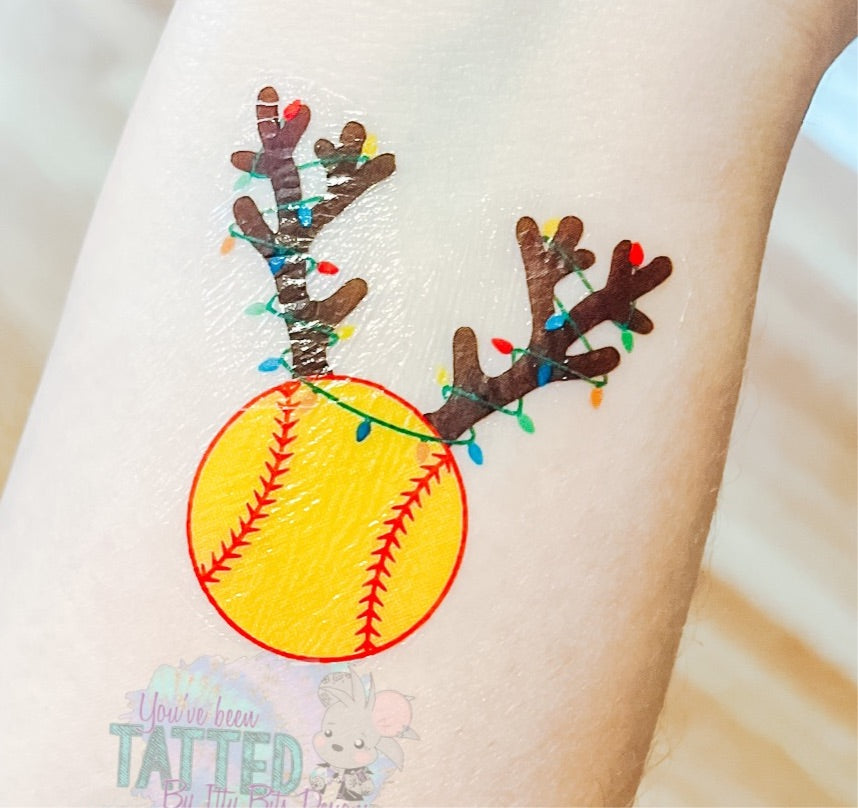 Softball Reindeer Tattoos - Sheet of 35