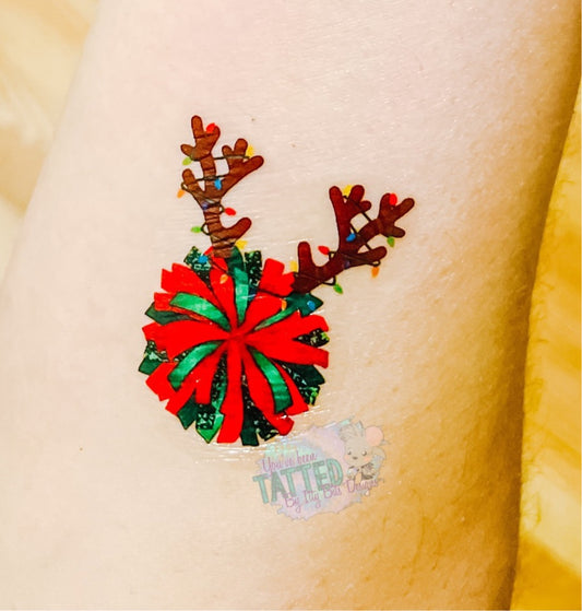 Cheer Pom Pom Reindeer Tattoos - Sheet of 35