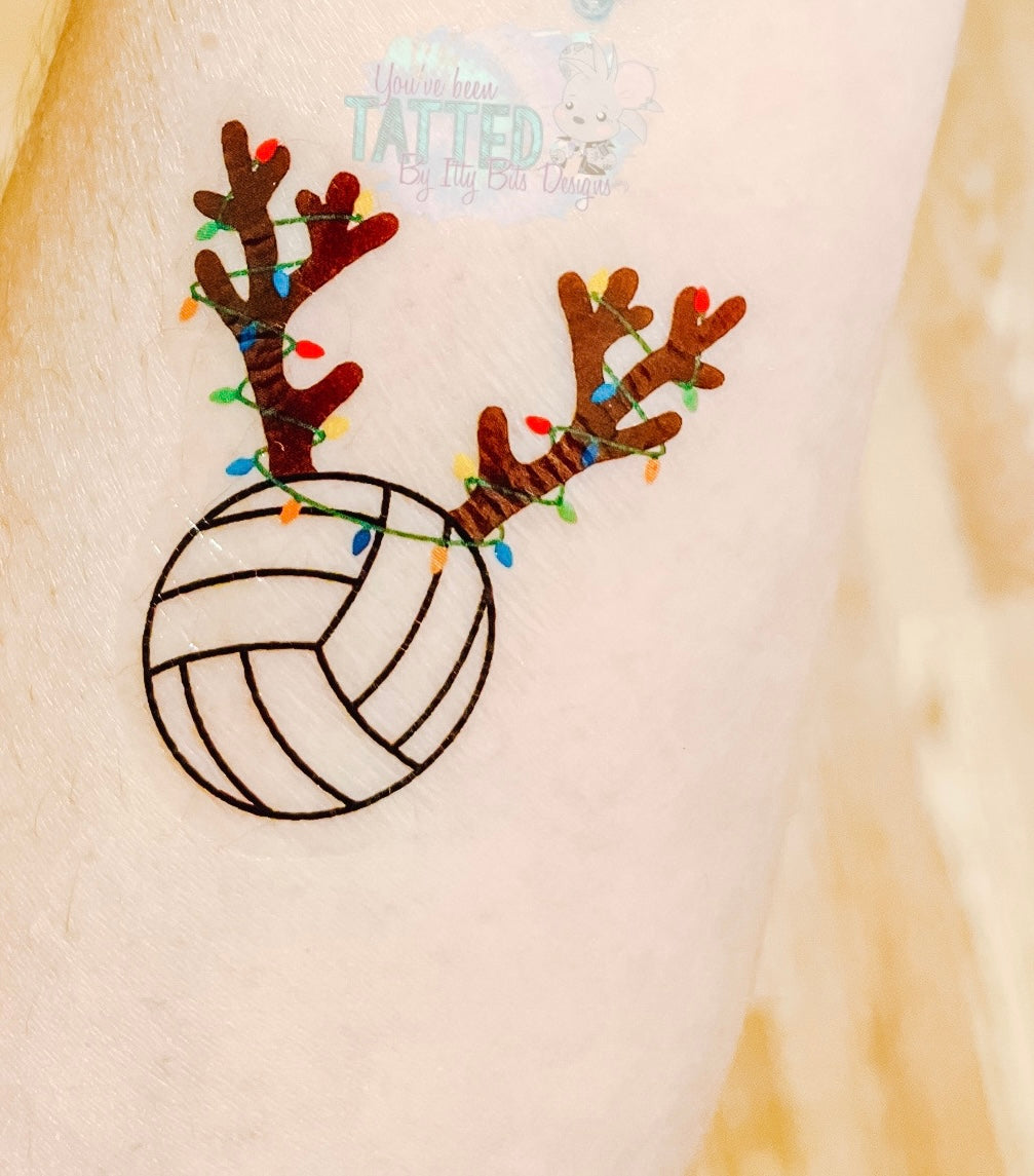 Volleyball Reindeer Tattoos - Sheet of 35