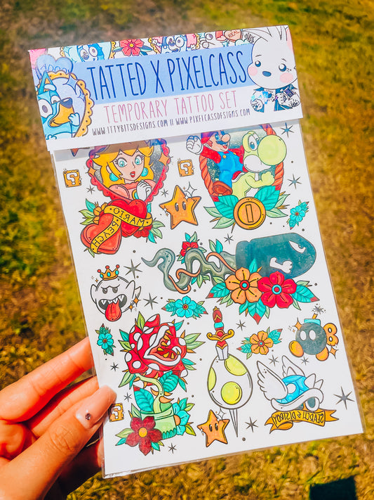 Mario And Friends Tatted x Pixelcass Tattoo Set